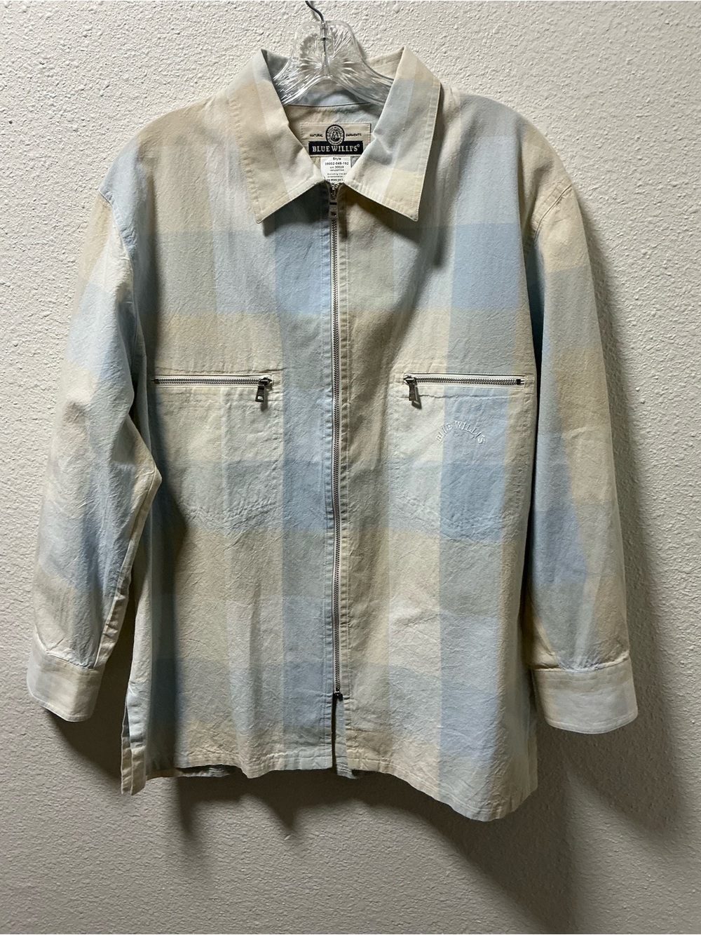 Vintage Blue Willis Denmark Indigo Plaid Cotton Zip Shirt Jacket Women’s Size M